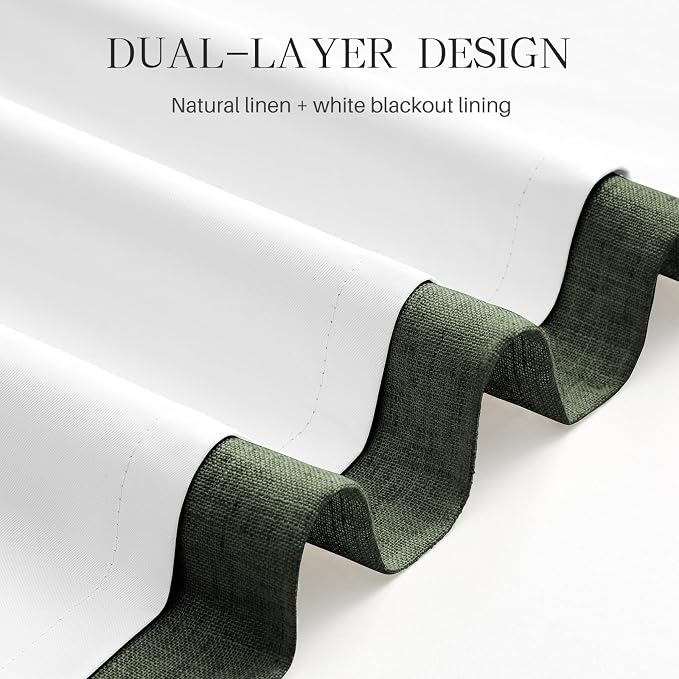 Pinch Pleated Linen Curtains 100% Blackout 108 Inches Long - Image 6