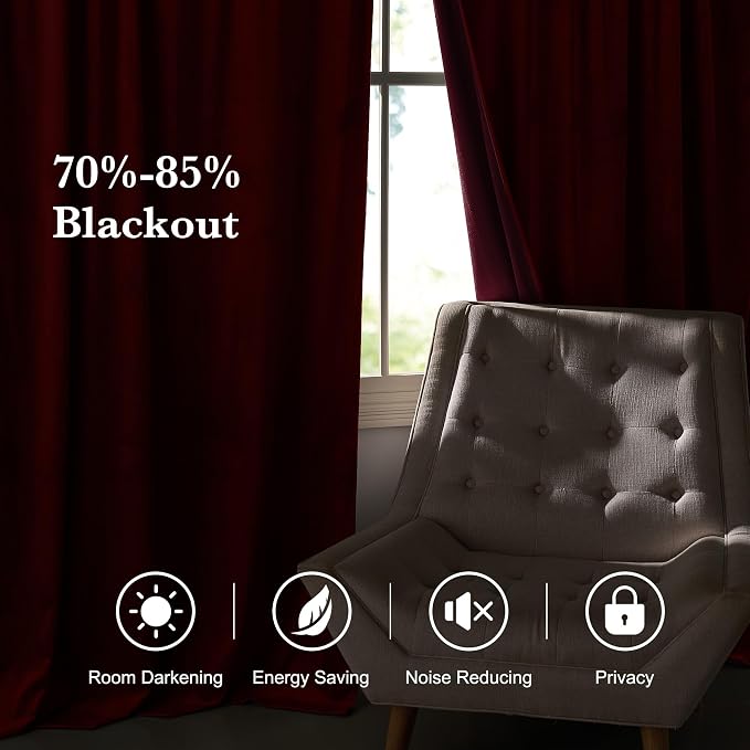 RYB HOME Velvet Curtains 120 inches Long, Extra Long High Ceiling Curtains | - Image 7