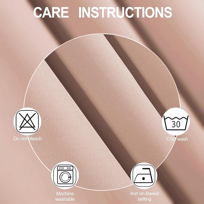 Blackout Curtains 66 x 84 inch/Blush Curtains Set of 2 Panels/Thermal Insulated - Image 4