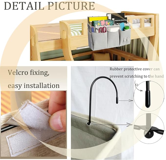 Bedside Caddy, Bedside Hanging Storage Organizer forBunk and Hospital Beds - Image 5