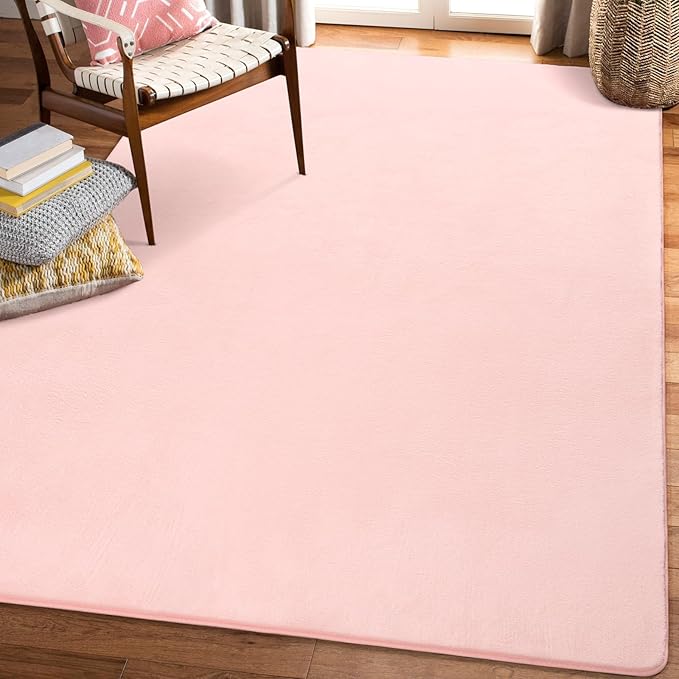 Modern Area Rugs for Bedroom Living Room, 4x6 Pink Memory Foam Rug | Thickened - Image 9