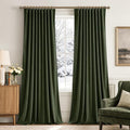 MIULEE Olive Velvet Pinch Pleat Blackout Curtains W52 X L108 Inches | 2 Panels by MIULEE