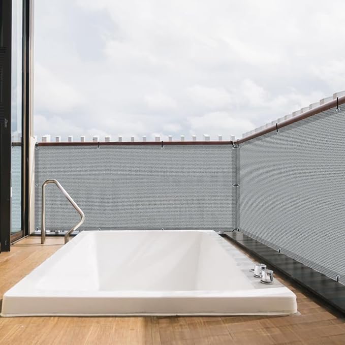 3'x10' Grey Balcony Privacy Screen Fence Windscreen 90% UV Block | 90% privacy - Image 6
