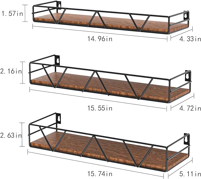Floating Shelves Set of 3, Wood Wall Shelf, Farmhouse Shelf - Image 3