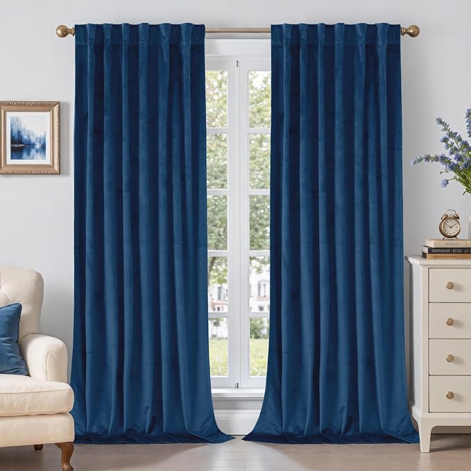 BGment Dark Blue Velvet Curtains by BGment