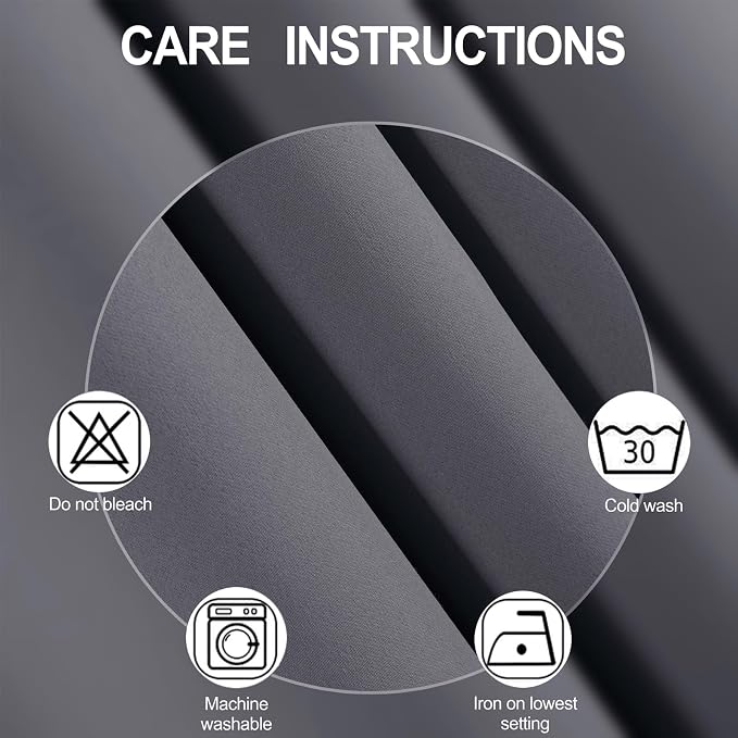 Blackout Curtains 52 x 90 Inch Long Grey Curtains Set of 2 Panels Room - Image 4