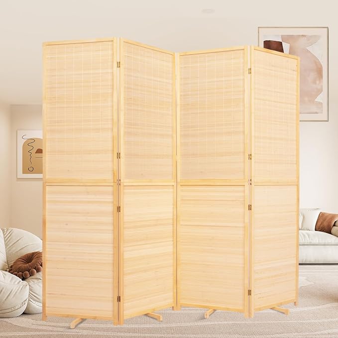 Room Divider Folding Privacy Screens, Hand-Made Natural Bamboo Room Dividers | by HOMSCREENER