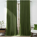 Timeper Hunter Green Velvet Curtains W52 x L84 inches 2 Panels, Back Tab & Rod by Timeper