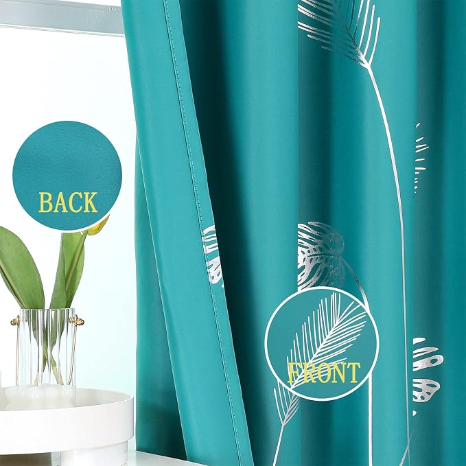 Teal Blackout Curtains for Living Room 90 Inch Length 2 Panels Set, Energy - Image 3