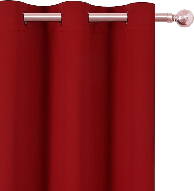 Red Thermal Blackout Curtains/42 x 95 Inch/Set of 2 Panels Room Darkening - Image 7