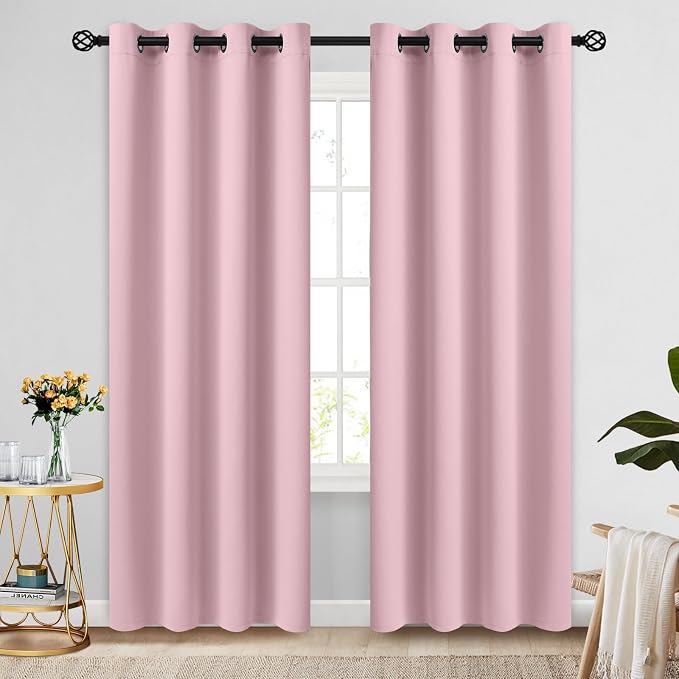 COSVIYA Grommet Room Darkening Pink Curtains 84 inch Long - Image 8