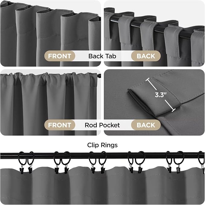 Joydeco Blackout Curtains 108 Inches Long, Thermal Insulated Black Out Curtains - Image 3