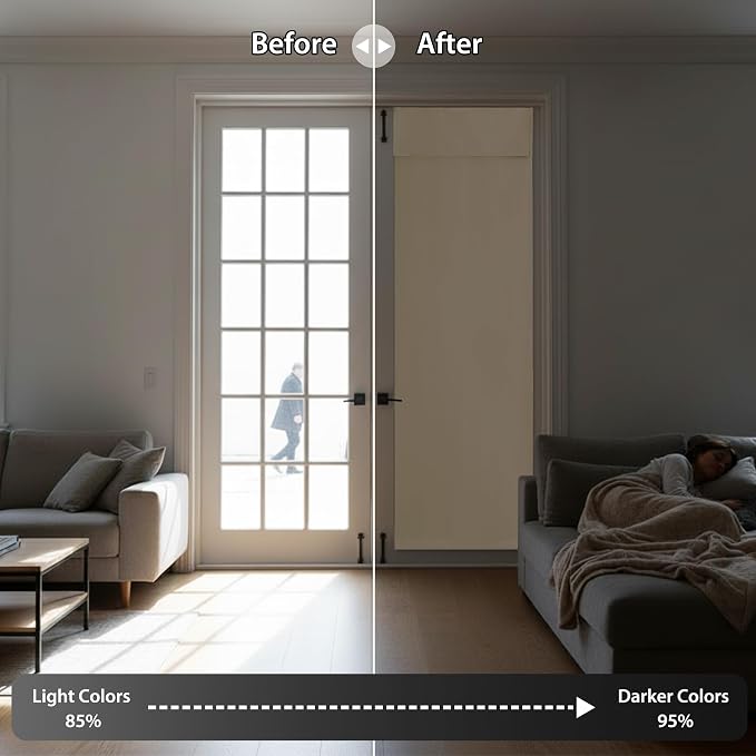 RYB HOME Blackout French Door Curtain, No Drill, W26 x L72, 1 Panel | Self - Image 5