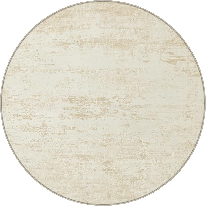 Round Area Rug Living Room: 8 ft Modern Washable Carpet Taupe | by FXRHLP