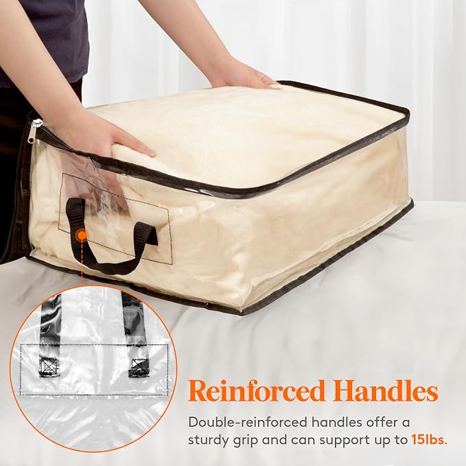 Lifewit 8 Pack Clear Clothes Storage Bags, 35L Plastic Blanket Vinyl Foldable - Image 5