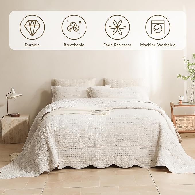 Lady Ann Oversized King Bedspreads 128x120, Lightweight Quilted Wheat Coverlet - Image 3