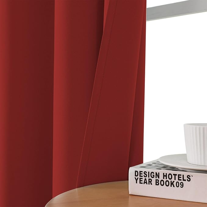 CUCRAF Red Blackout Curtains 72 inch Length 2 Panels Set, Room Darkening Drapes - Image 7