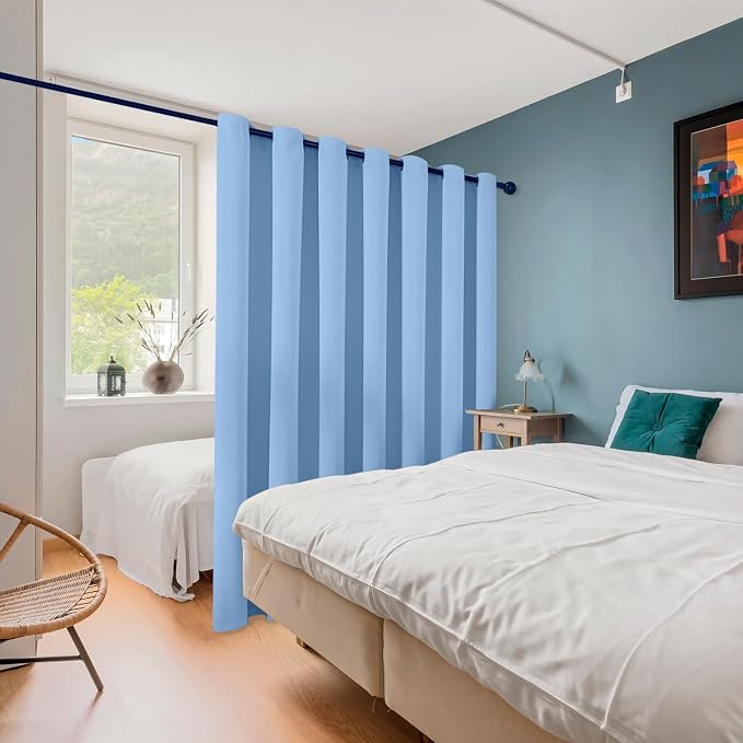 ChrisDowa Room Divider Curtains 80 Inches Long Sliding Door Curtain 1 Panel | - Image 2