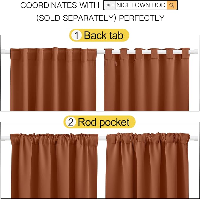 NICETOWN Halloween Blackout Curtain Blinds Window Panels, Burnt Orange Color - Image 3