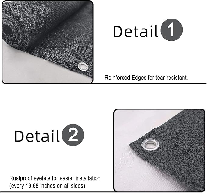 Custom Size 3'x4' Dark Grey Balcony Privacy Screen 90% UV Block | Windscreen - Image 4