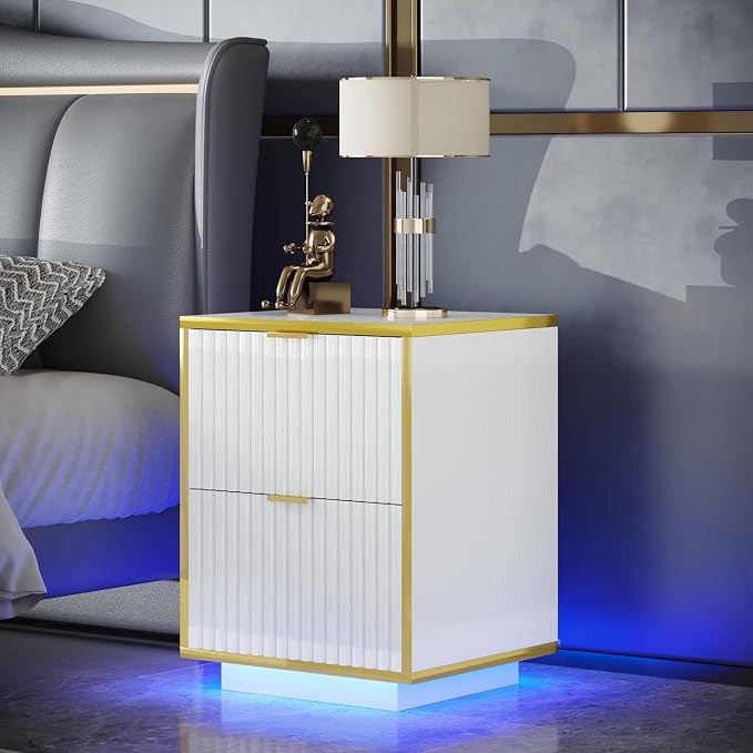4ever2buy LED Nightstand with Drawers - Image 7
