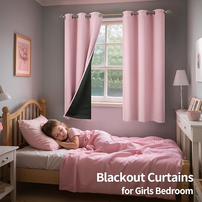 BGment Baby Pink Blackout Curtains - Image 2