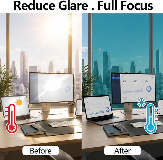 One Way Privacy Window Film Static Cling Mirror Tint 29.5Inx13.1Ft | Heat - Image 4