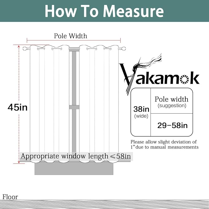Yakamok Blackout Curtains 38x45 inch Grey Thermal Drapes-Bedroom | 2 panels - Image 7