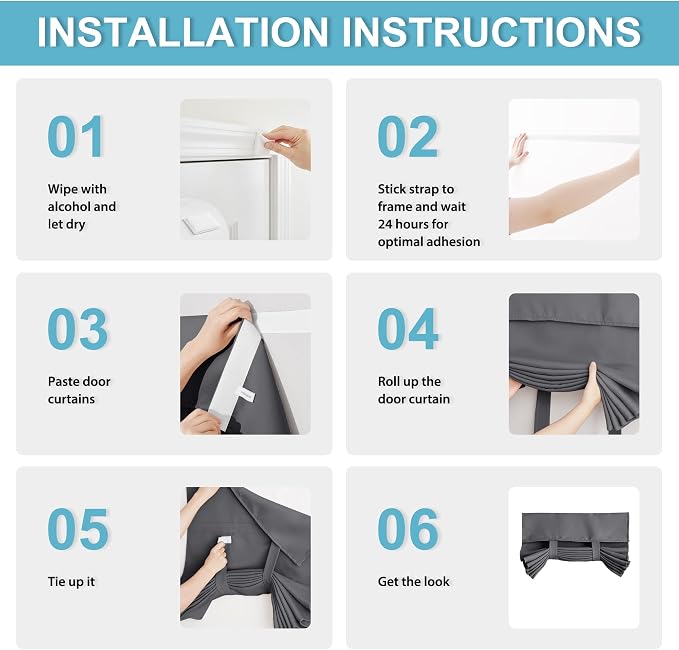 RYB HOME Blackout Door Window Curtain, Tie up Shades, W34 x L40, Thermal - Image 3