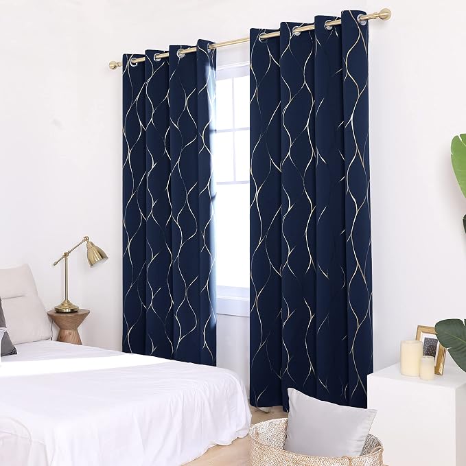 Deconovo Curtains for Living Room, Pattern Blackout Curtains 63 Inches Long | - Image 3