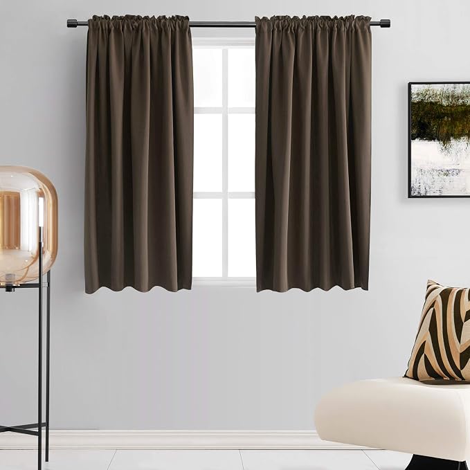 Chocolate Brown & Coffee Color Blackout Curtain Panels by DONREN