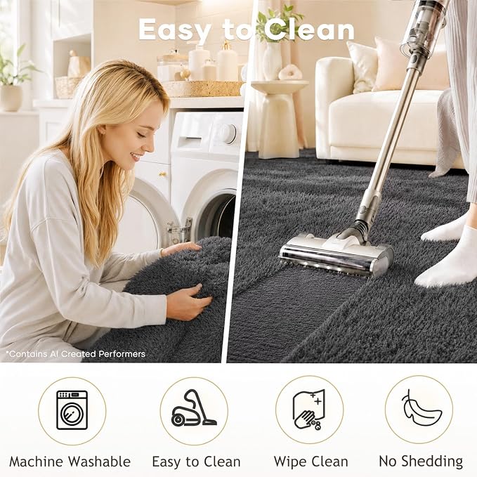 Ophanie Runner Rug for Hallway, 2x7 Washable Non-Slip Fluffy Soft Bedside Rugs - Image 4