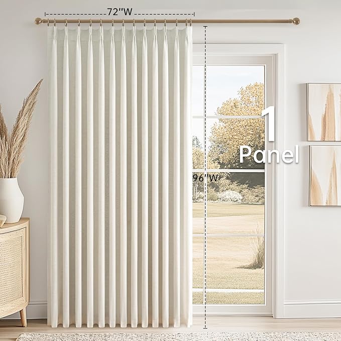96 inch Long Natural Pinch Pleated 100% Blackout Curtains, Luxury Linen Curtains - Image 9