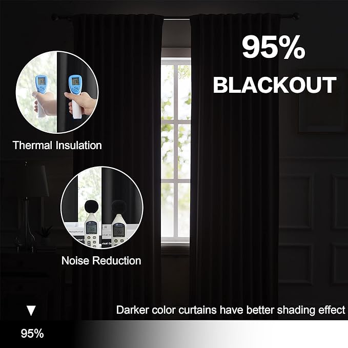Black out Curtain Drapes 108 Inch Length, 52x108 Inch, 2 Panels | 9 FT Long - Image 6
