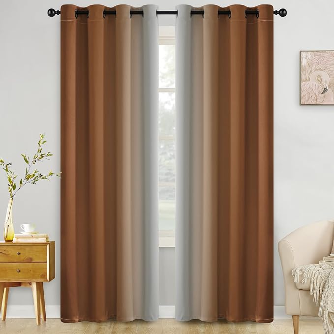 COSVIYA Grommet Blackout Ombre Burnt Orange Curtains W52 x L84 Inch | Gradient by COSVIYA