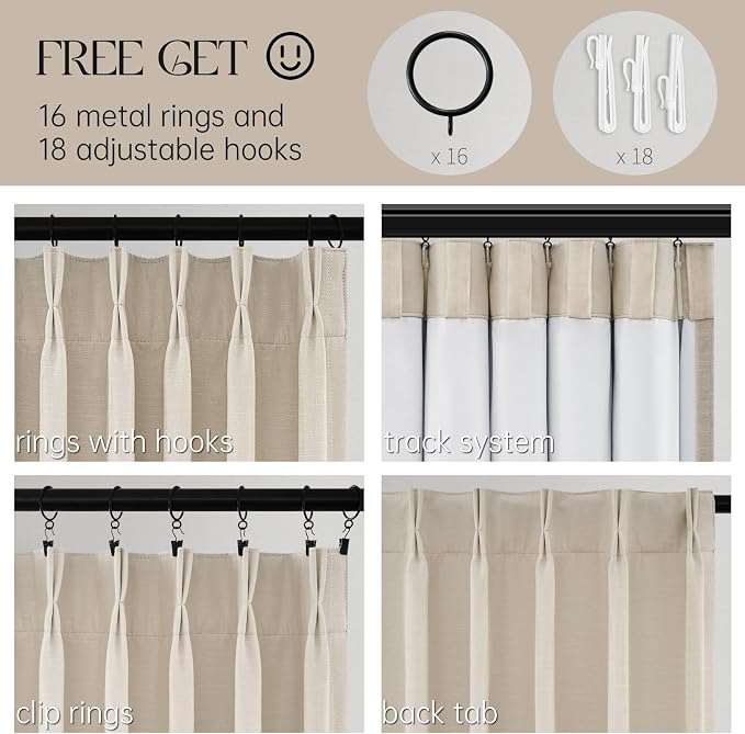 Topfinel 105 Inches Long Black Out Faux Double Layer Thick Linen Drapery Panels - Image 4
