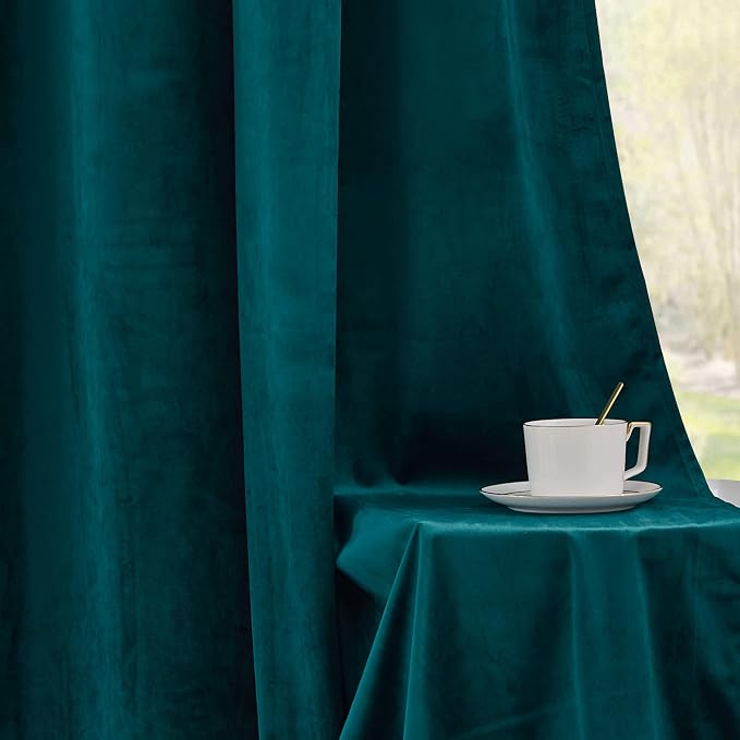 RYB HOME Velvet Curtains 102 inches Long, Extra Long High Ceiling Curtains | - Image 7