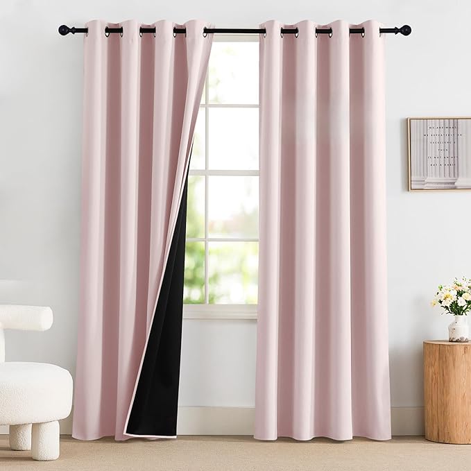 NICETOWN Pink Blackout Curtains 84 Inches Long by NICETOWN