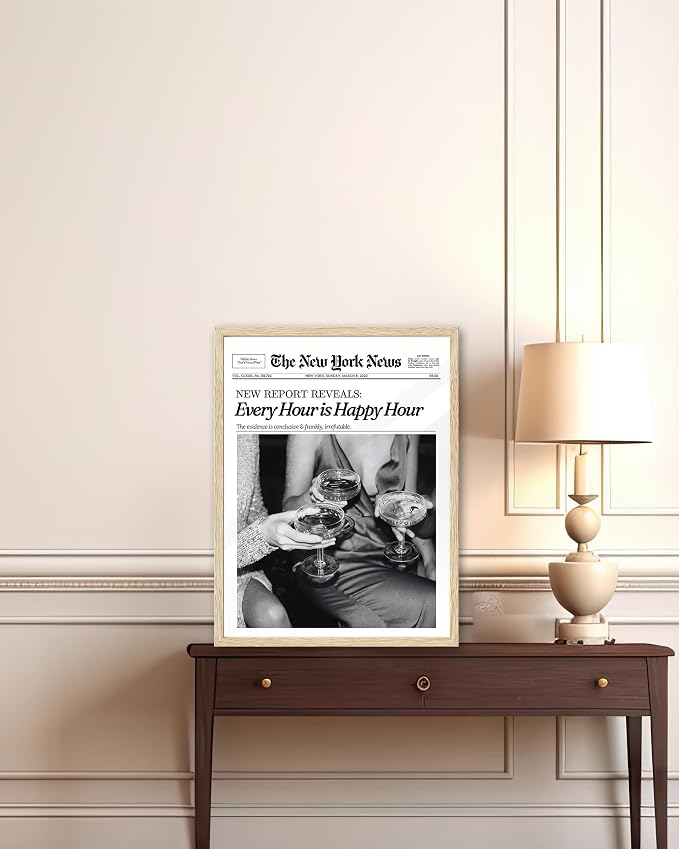iHery 12x16in Every Hour Is Happy Hour Unframed Newspaper Wall Art | Unframed - Image 4