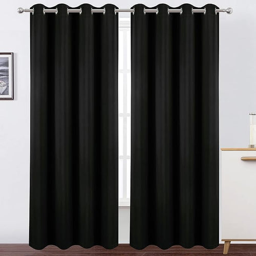 100% Blackout Curtains 52 x 95 Inch/Black Curtains 2 Panels - Image 2