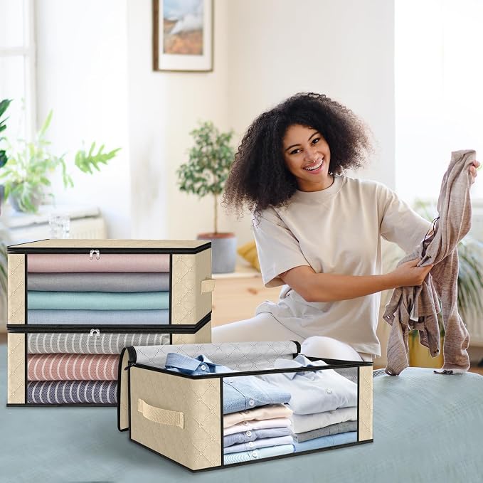 HomeHacks 6-Pack Clothes Organizer Storage Bags, 35L Storage Bins, Reinforced - Image 7