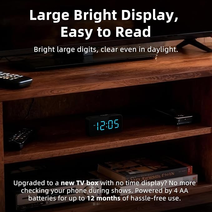 Battery Operated Small Alarm Clock: Compact Cordless Design | Digital Large - Image 5