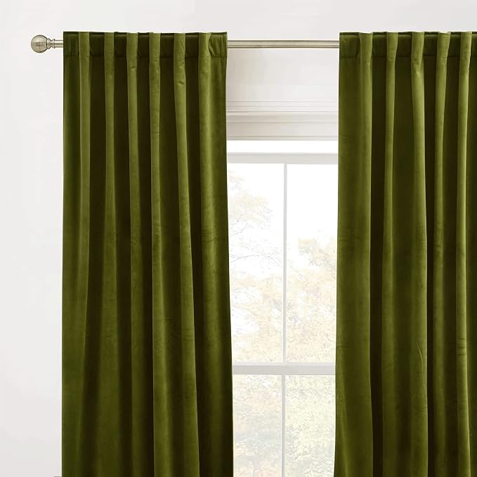 RYB HOME Velvet Curtains 102 inches Long, Extra Long High Ceiling Curtains | - Image 2