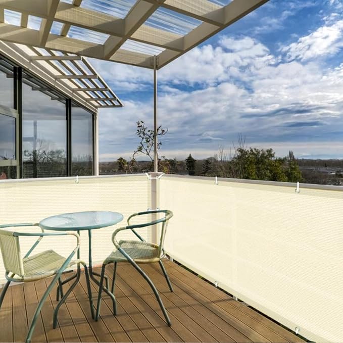 3'x10' Butter Cream Balcony Privacy Screen Fence 90% UV Block | 90% privacy - Image 6