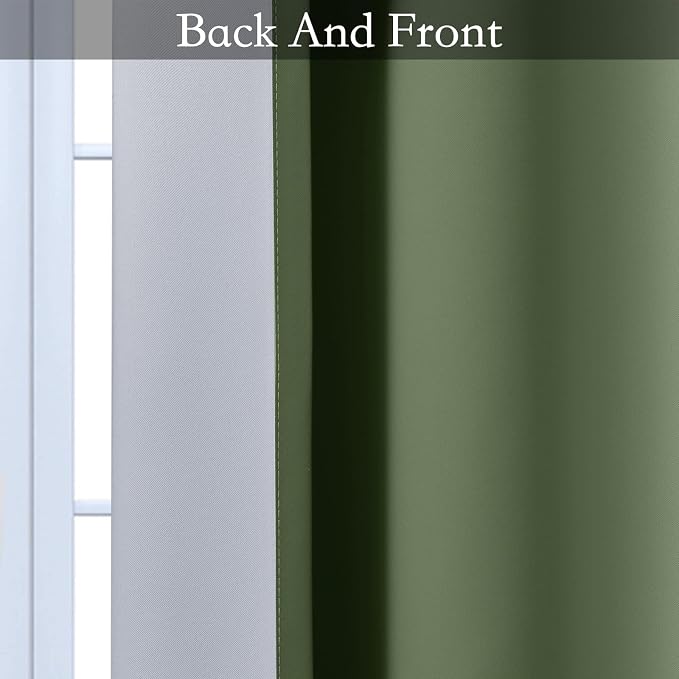 SimpleHome Ombre Sage Green to Grey White Curtains - Image 6