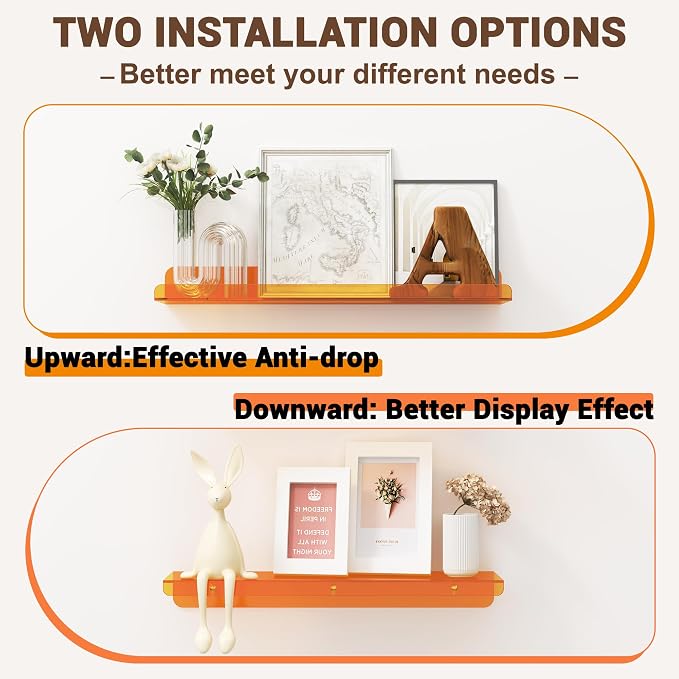 Qukaka Floating Shelves for Wall Decor, Living Room, Bathroom Decor, Nail - Image 6