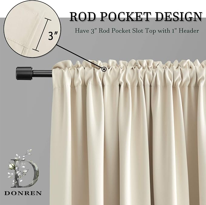 Beige Room Darkening Curtains for Bedroom - Image 4