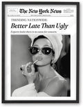 iHery 18x24in Audrey Hepburn Better Late Than Ugly Framed Bathroom Art | by iHery