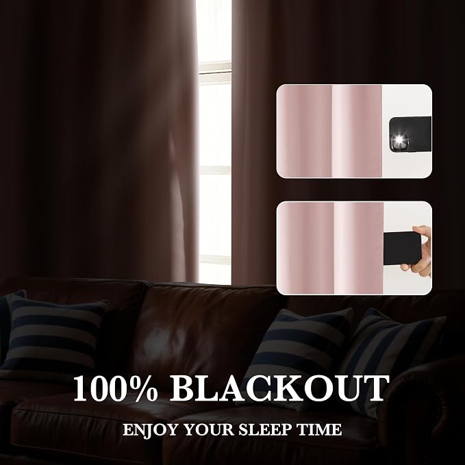 RYB HOME 100% Blackout Bathroom Curtains Over Sink 30 inches Long | Heat UV - Image 5