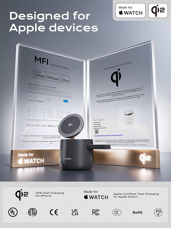 4 in 1 Qi2 Magnetic Wireless Charging Station, 15W Fast Charger - Image 2